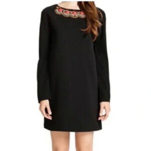 Cynthia Steffe Black dress with beaded neckline and split sleeves